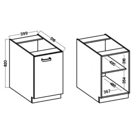 Szafka kuchenna dolna 40 cm ASTON czarny + kaszmir 40 D 1F BB